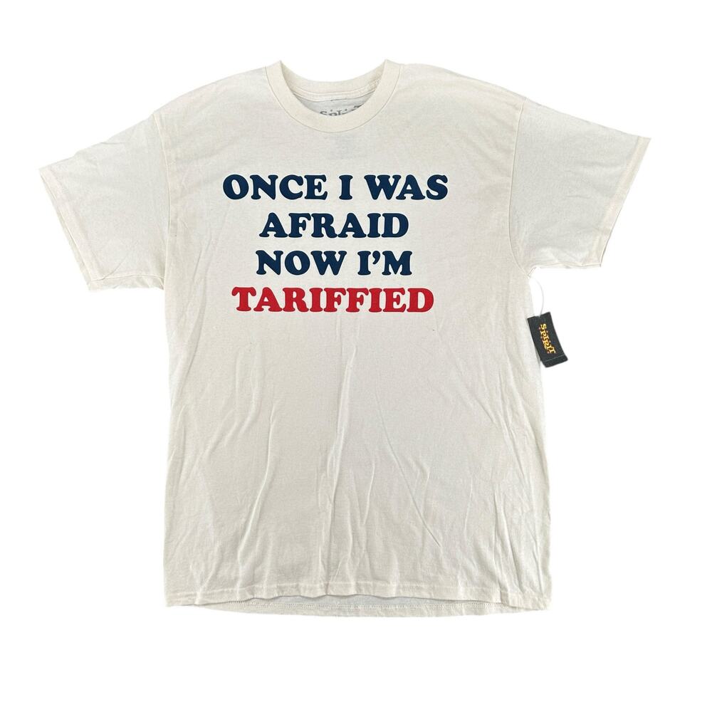 Funny Political T-Shirt Spirit Spencers Large White Short Sleeve Tariffs